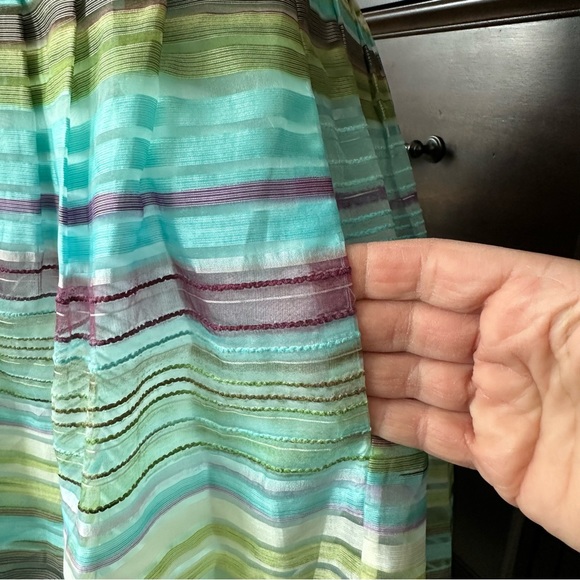 Donna Morgan Striped Watercolor Strapless Dress Size 6 - Picture 6 of 11